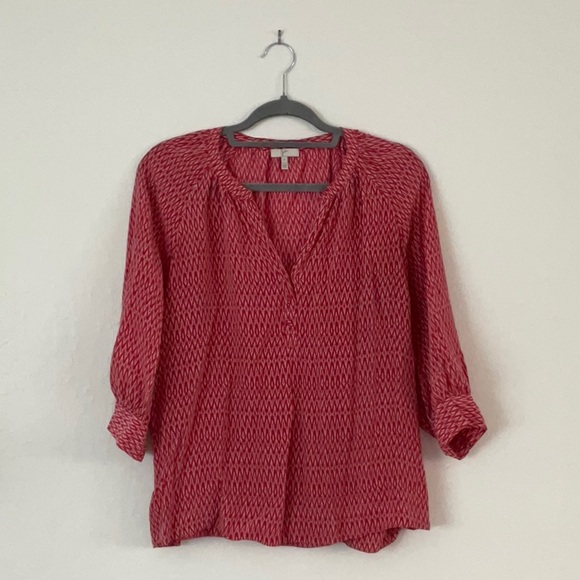 Joie red/white patterned 3/4 sleeve blouse - Picture 1 of 4